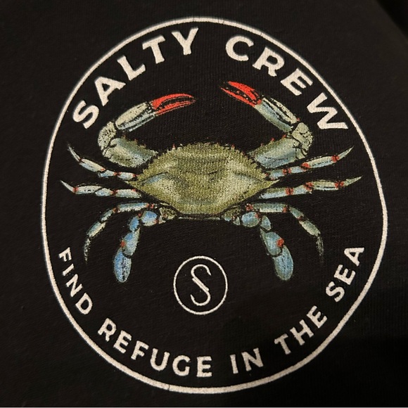 Salty Crew Blue Crab Black Graphic T-Shirt for Men EUC - Picture 3 of 4